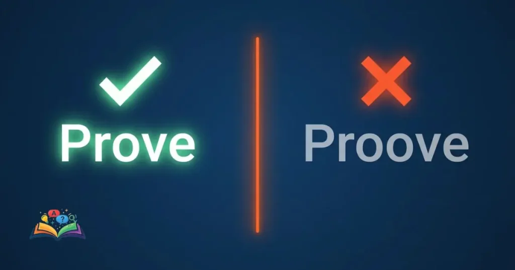 Side by side comparison of prove and proove showing correct and incorrect spelling