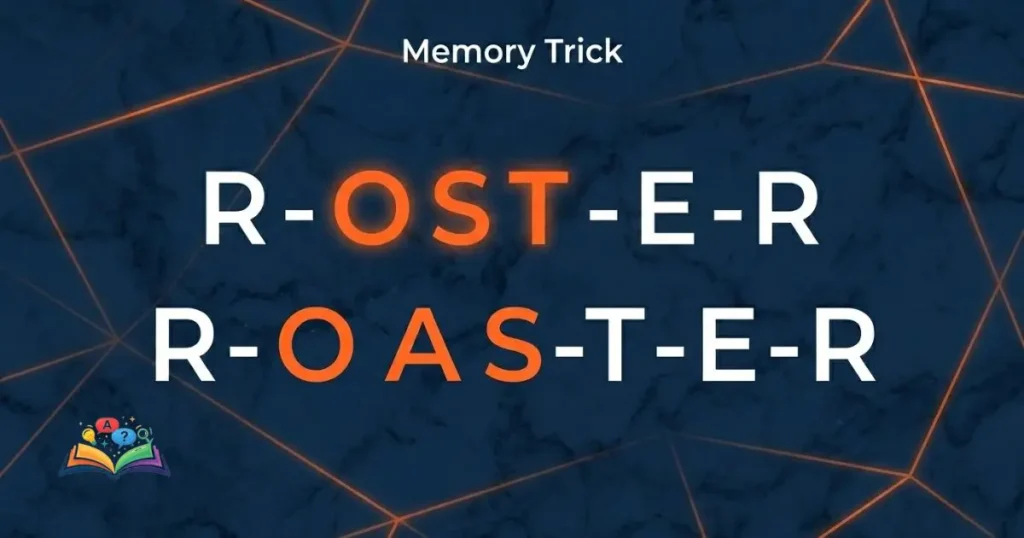 roster vs roaster memory trick highlighting spelling difference visually
