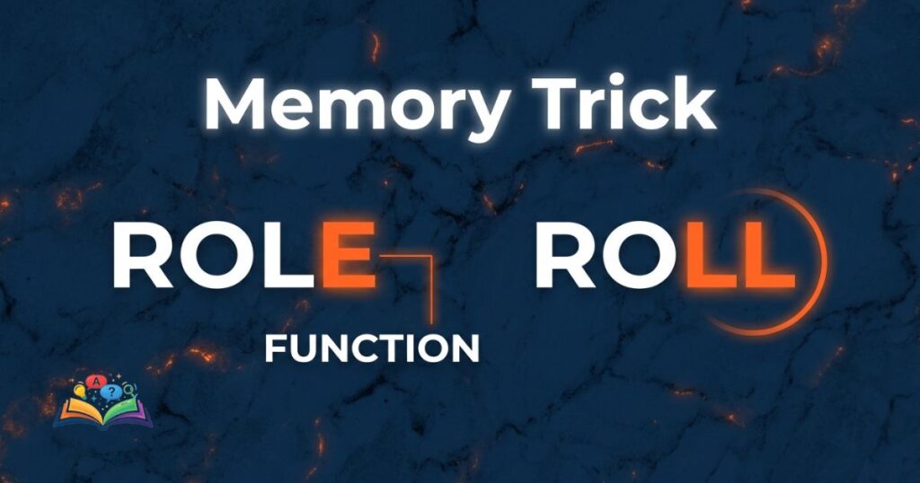 Memory trick image helping readers remember the difference between role and roll visually
