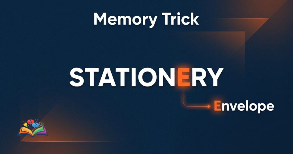 Premium featured image showing the difference between stationary and stationery with stylish highlighted typography