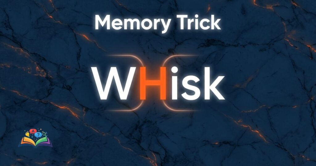 Memory trick image helping remember the correct spelling whisk by highlighting the missing H