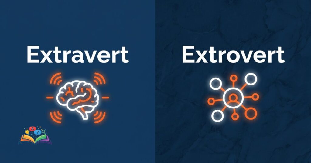 abstract visual showing extravert and extrovert meanings through icons
