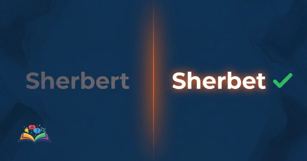 Side by side comparison of sherbet and sherbert spelling showing correct and incorrect usage