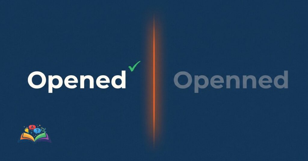 Side by side comparison of opened and openned showing correct spelling vs incorrect spelling