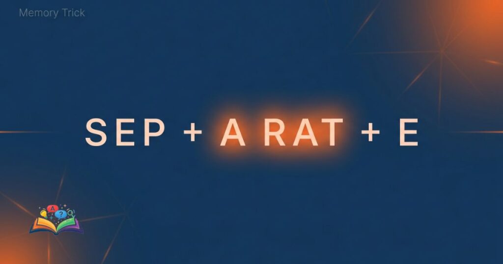 Memory trick showing how to remember the correct spelling of separate using letter breakdown
