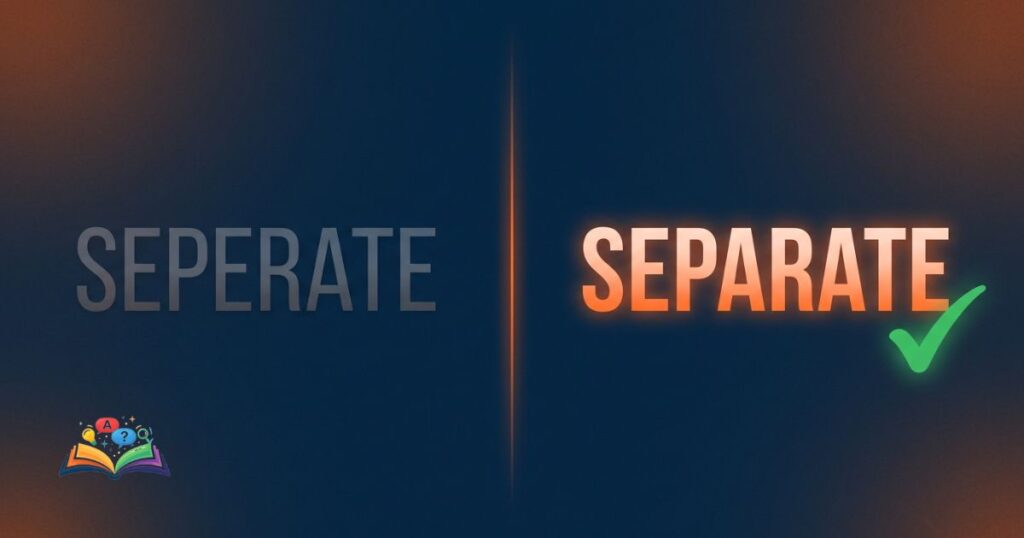 Comparison between correct separate and incorrect seperate spelling highlighted visually