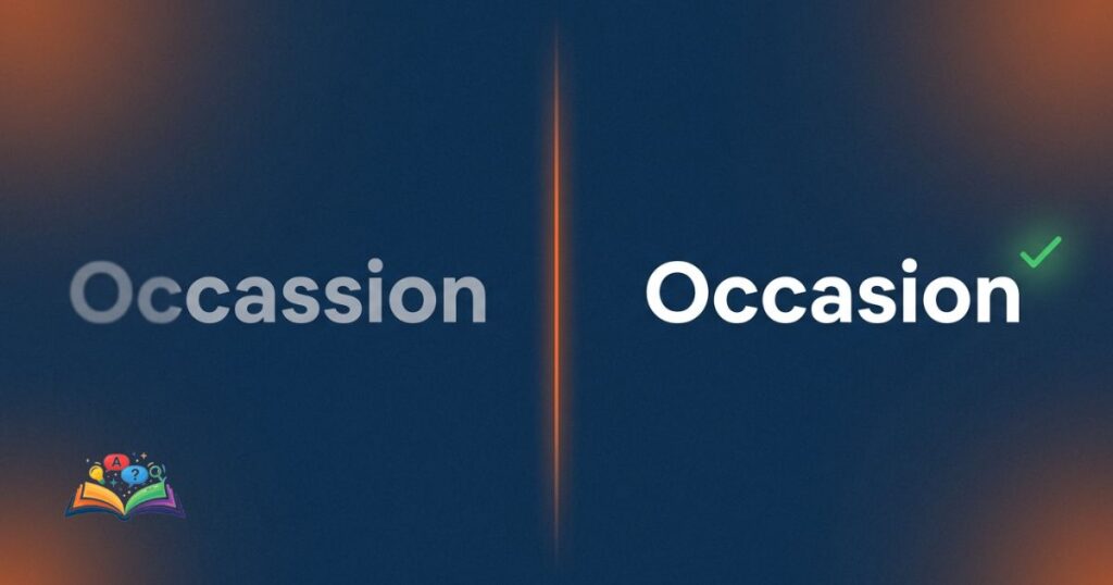 Side by side comparison showing incorrect occassion and correct occasion spelling