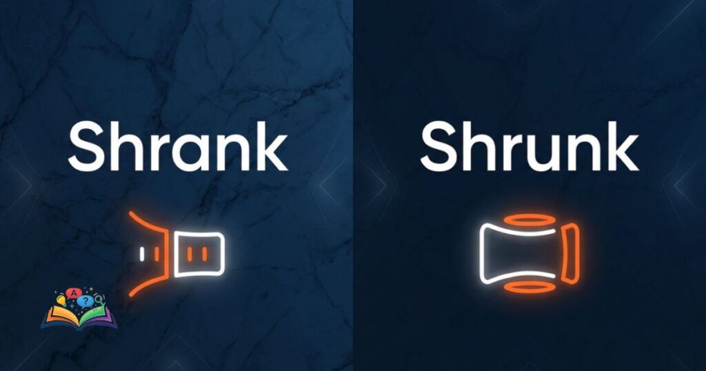 Contextual visual showing shrank and shrunk used differently in English grammar