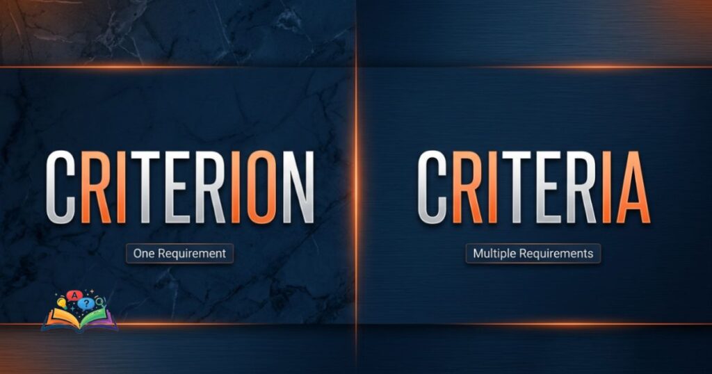 Split layout comparison showing criterion as singular and criteria as plural