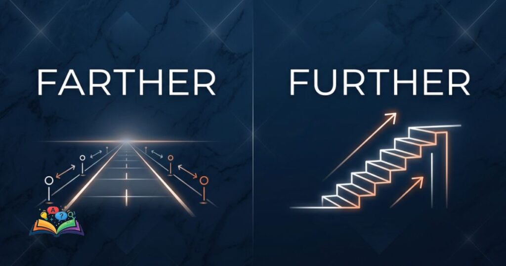 Visual representation of farther and further through distance and progress metaphors