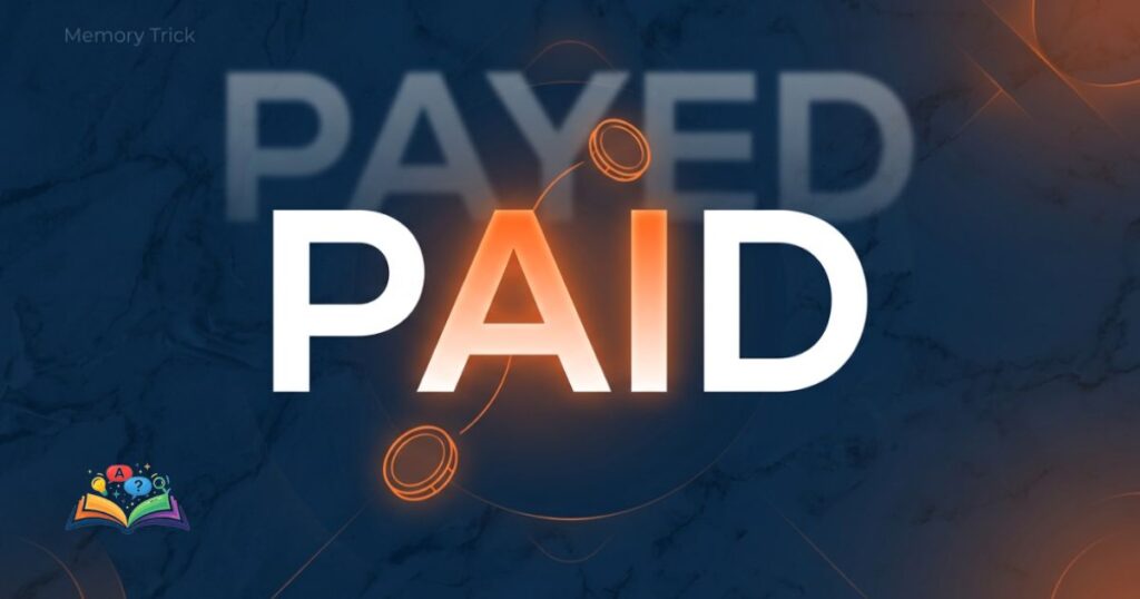Visual memory trick helping readers remember that paid is the correct spelling for money-related situations.