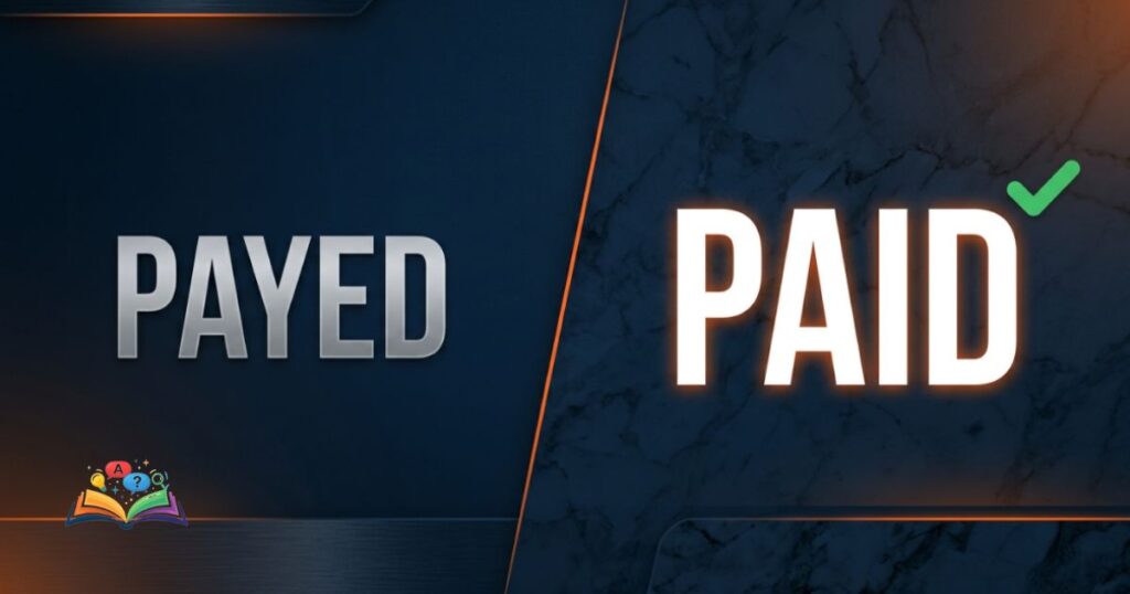 Side-by-side comparison of payed and paid showing paid as the correct spelling for everyday use.