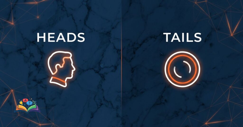 Visual representation of heads and tails with symbolic coin toss concepts