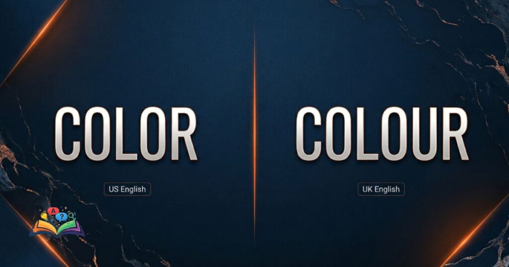 Side-by-side comparison of color and colour with US English and UK English labels
