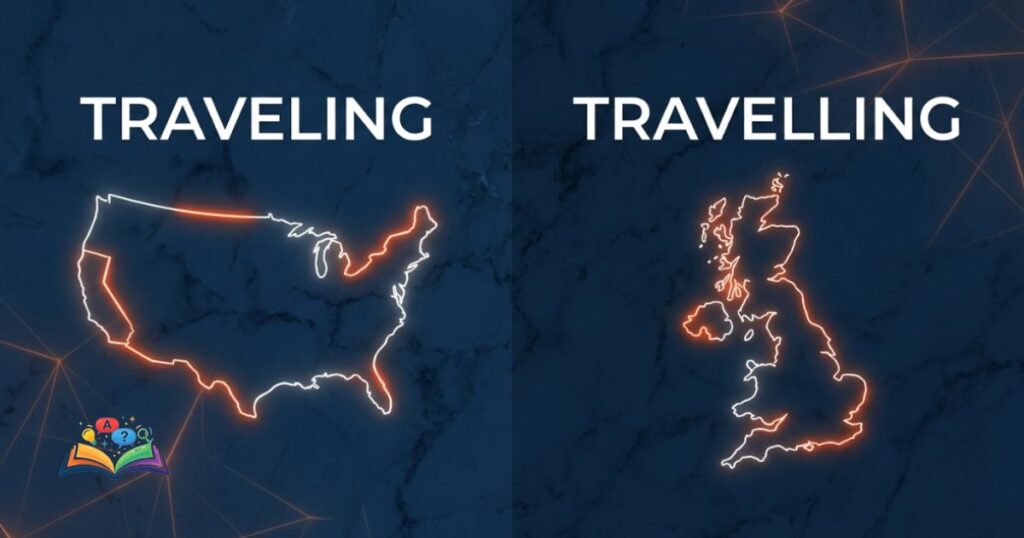 Contextual visual representation of traveling and travelling as regional spelling variations
