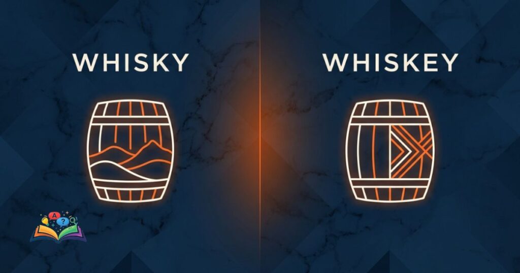 Visual representation of whisky and whiskey traditions through regional symbolism