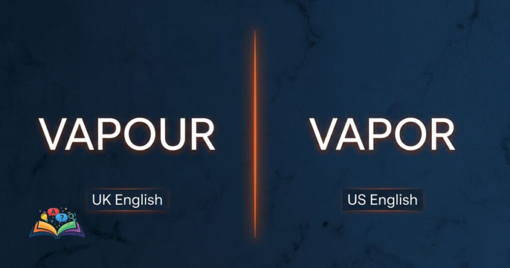 Side-by-side comparison of vapour and vapor in British and American English