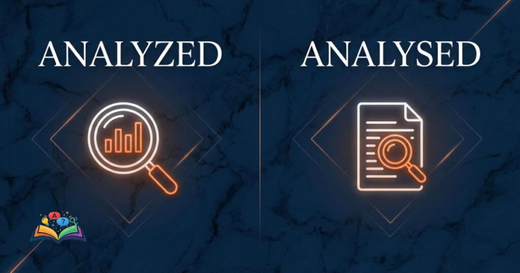 Contextual visual showing analyzed and analysed as identical words used in different English regions