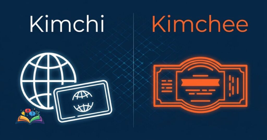 Minimalist abstract visual representation of standard global trade versus legacy store shelf branding for the word confusion of kimchi.