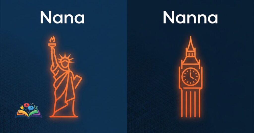 Minimalist graphic showing Nana and Nanna on a split layout with symbolic cultural geographic metaphors.