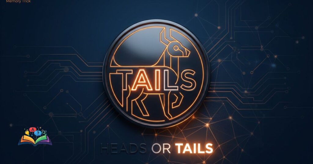 A conceptual memory trick graphic emphasizing the 'A' and 'I' in 'TAILS' on a coin's reverse.