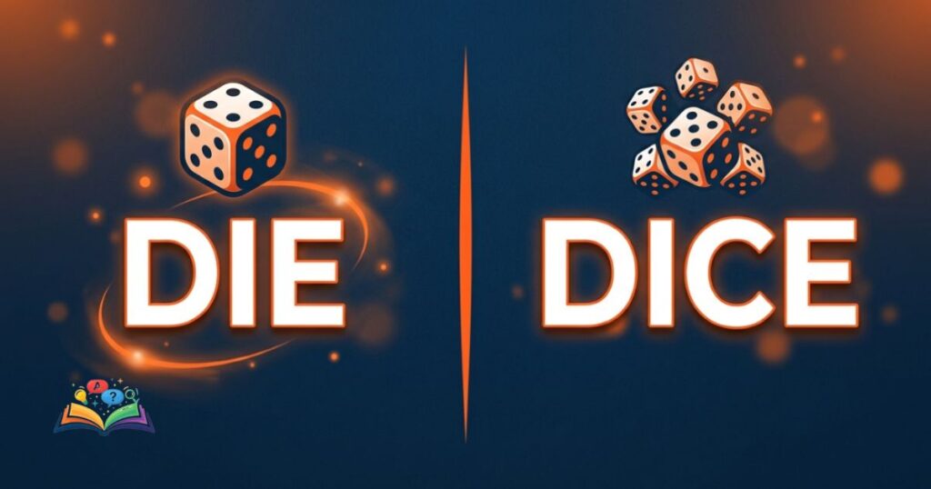 Comparison layout showing die and dice usage rules side by side