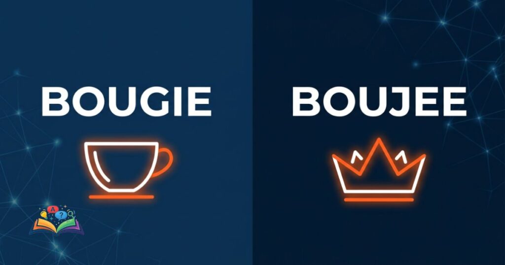 Minimalist visual icons illustrating the difference between traditional bougie and modern boujee