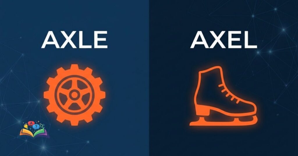 Contextual icon graphic showing a mechanical wheel for axle and an ice skate for axel.