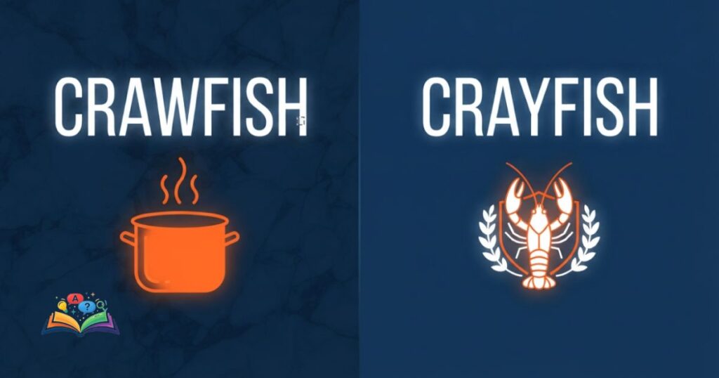 Minimalist visual representation of Crawfish in Southern Cajun culinary boil culture alongside Crayfish in classic freshwater taxonomy.
