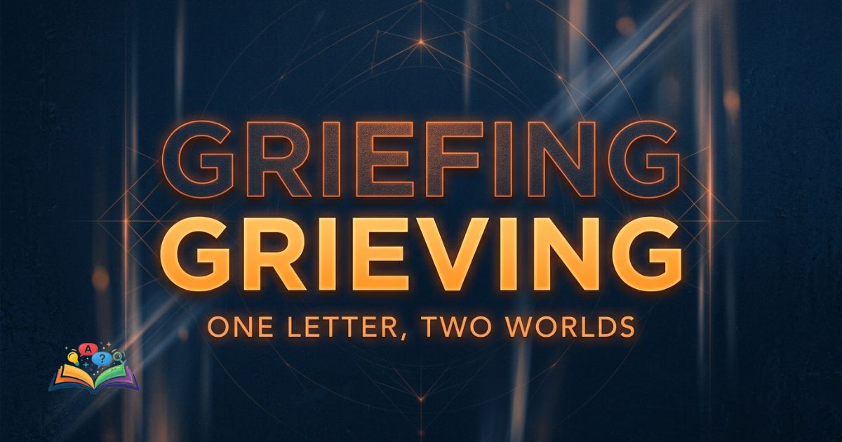 Premium featured image showing the difference between griefing and grieving with bold highlighted wording