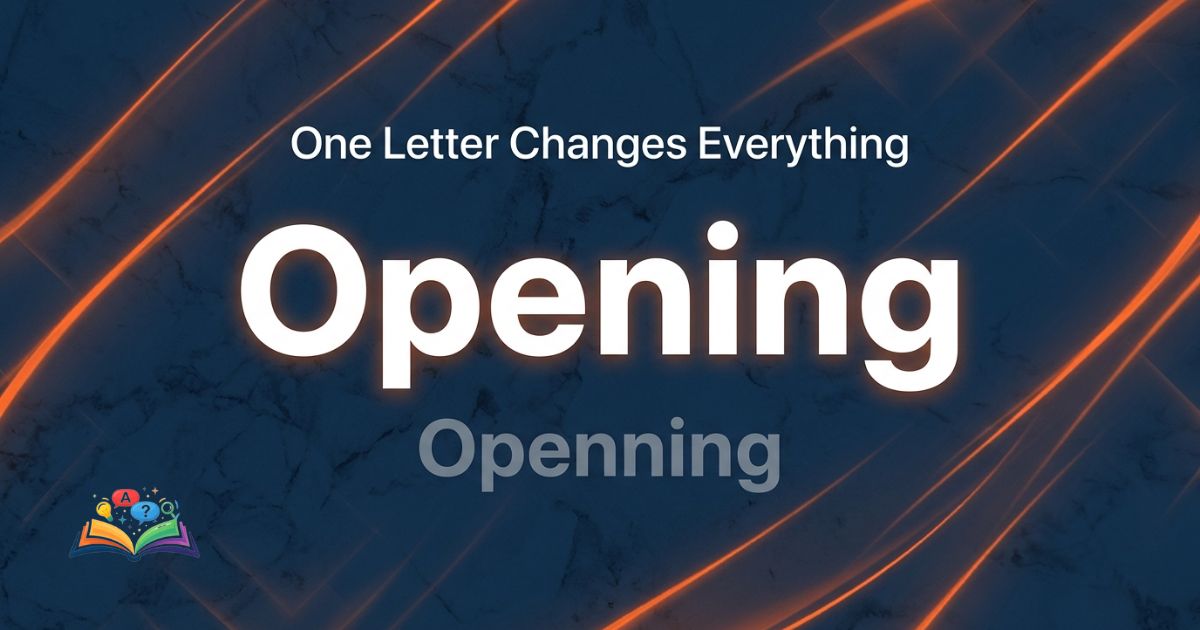 Opening vs Openning correct spelling visual guide showing correct form of opening