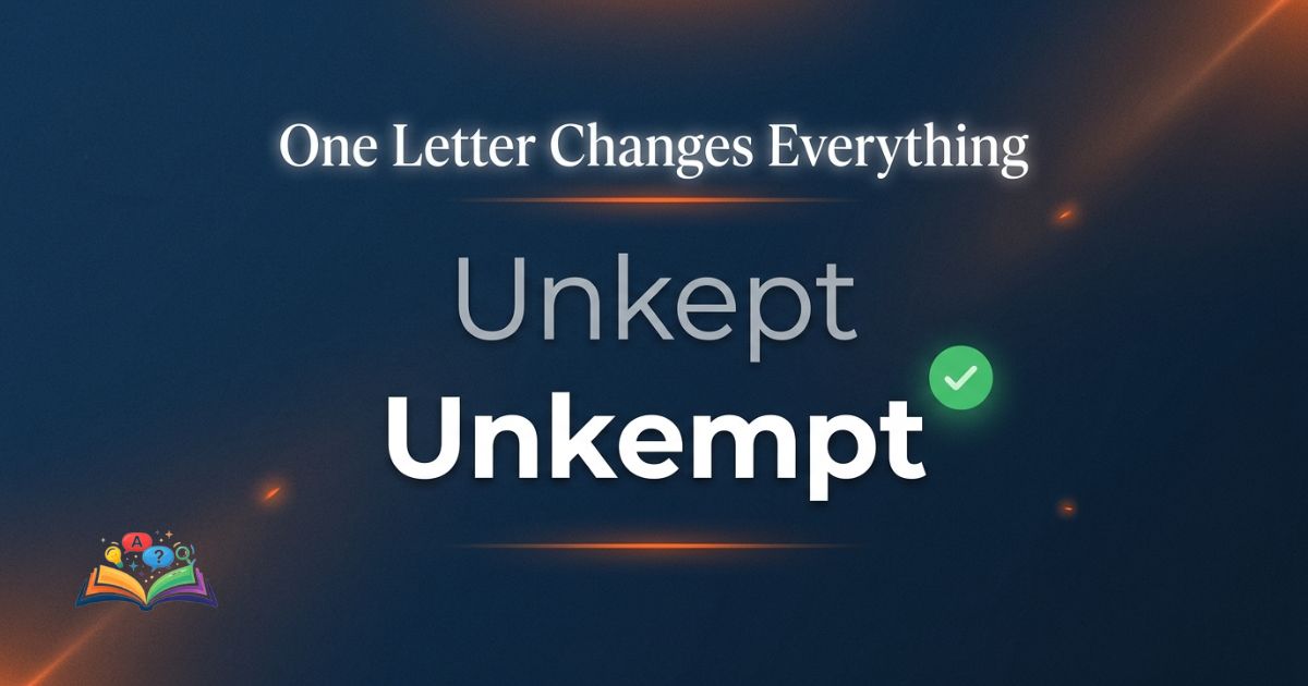 Premium featured image showing unkept or unkempt with the correct spelling highlighted