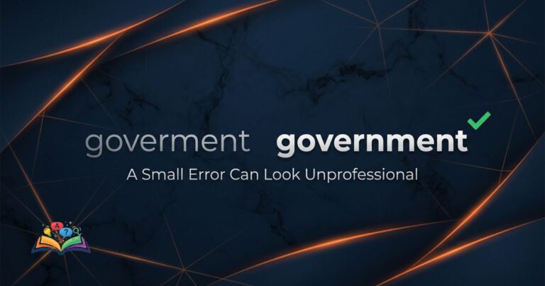 Premium featured image showing goverment vs government spelling comparison with the correct spelling highlighted