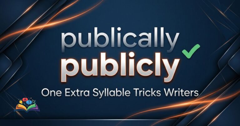 Premium featured image comparing publically and publicly with the correct spelling highlighted clearly