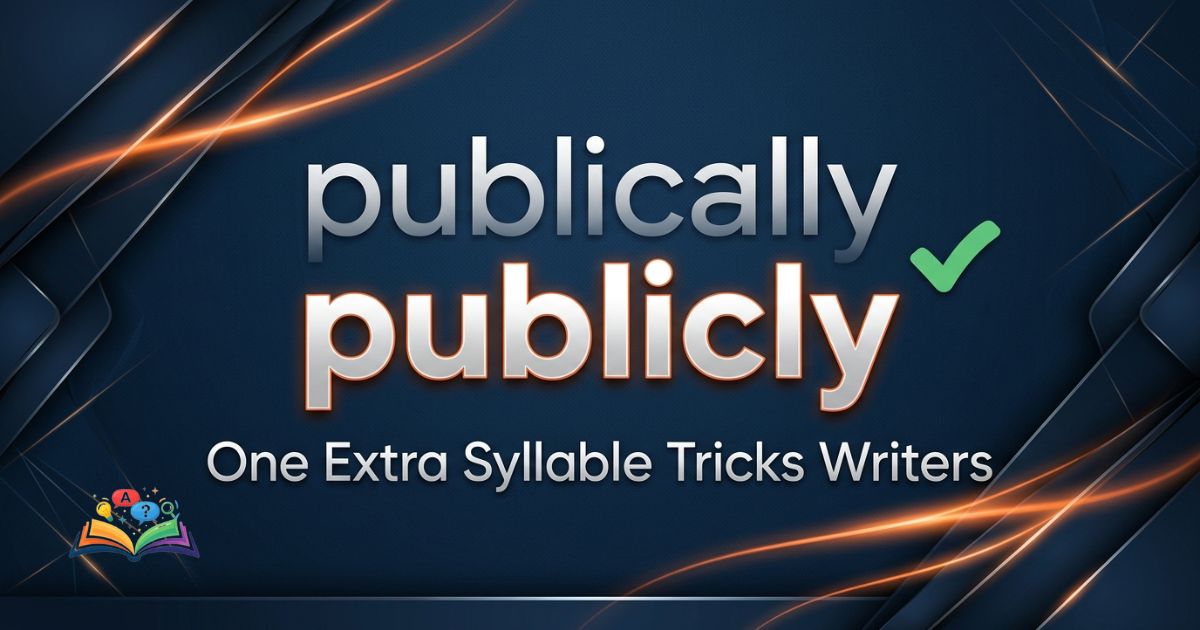 Premium featured image comparing publically and publicly with the correct spelling highlighted clearly