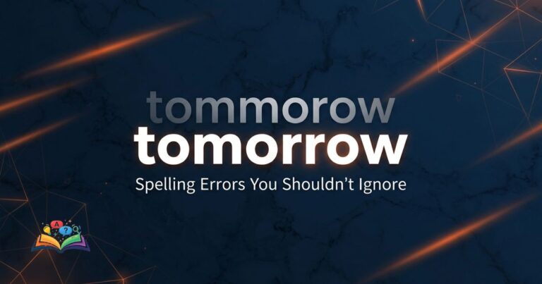Premium featured image showing tommorow or tomorrow spelling comparison with tomorrow highlighted as the correct spelling