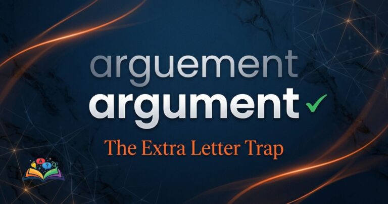 Premium featured image showing arguement vs argument with the correct spelling highlighted