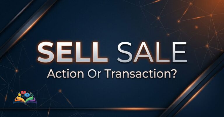 Premium featured image showing sell vs sale and the difference in usage between the two English words.