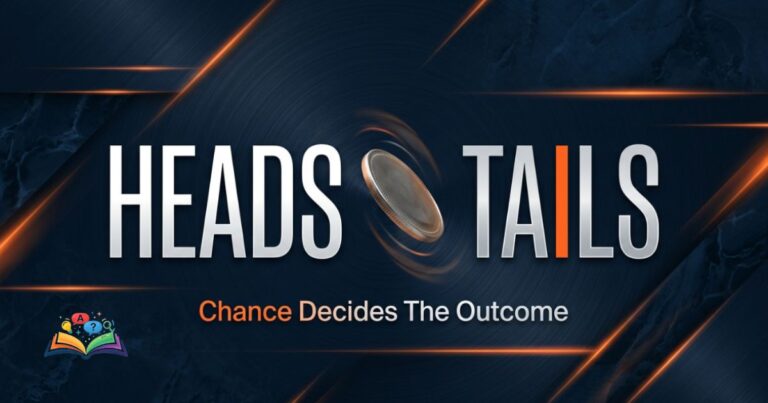 Premium heads or tails coin toss illustration showing the two possible outcomes of a coin flip