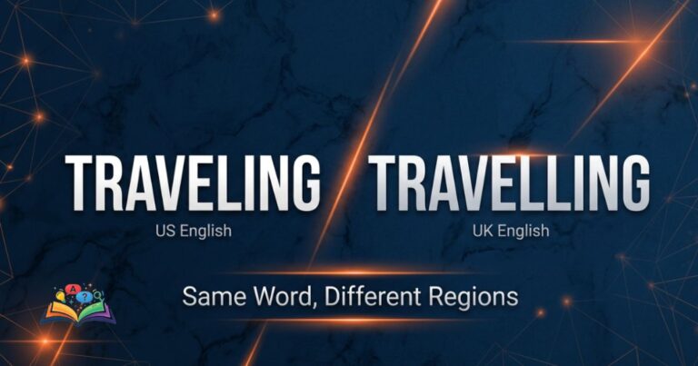Traveling or travelling spelling comparison showing US and UK English variations