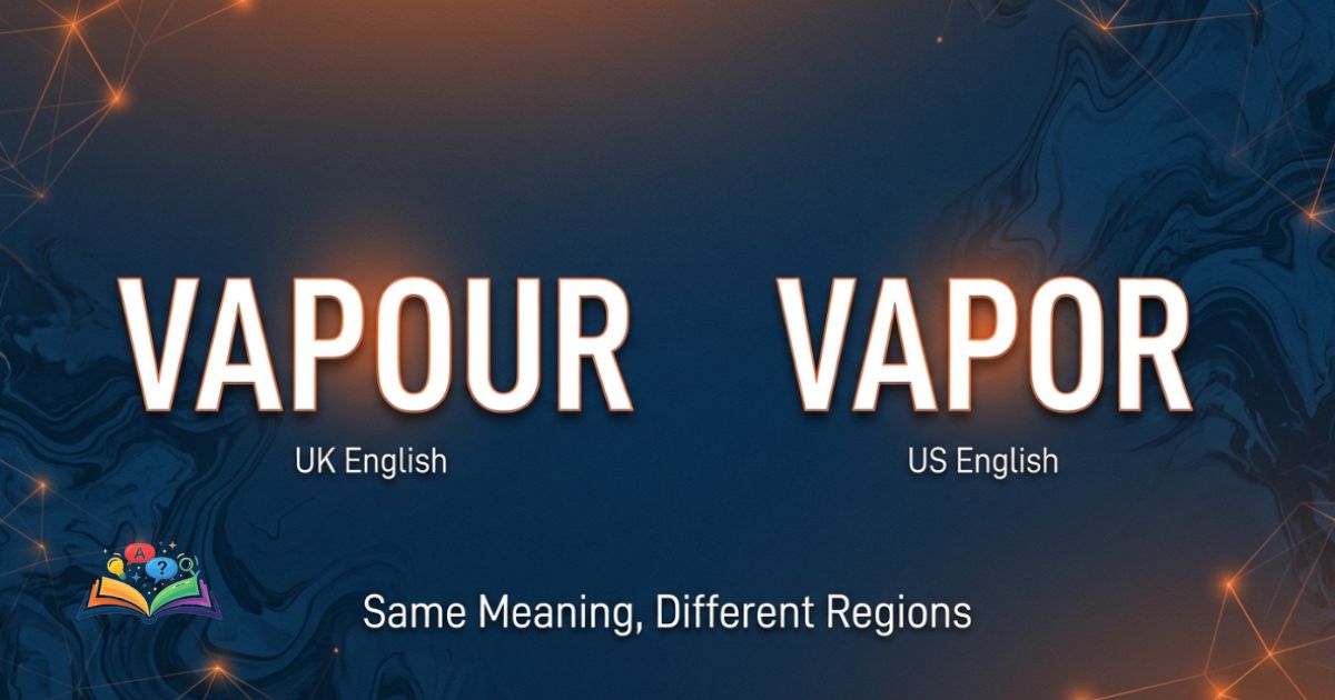 Vapour or vapor comparison showing British and American English spelling differences