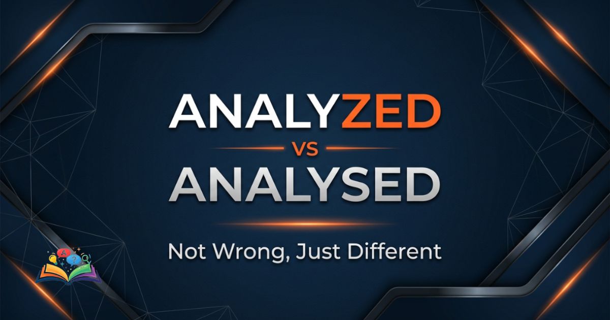 Premium featured image showing analyzed and analysed spelling variants used in American and British English