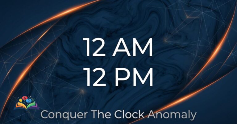 Premium featured graphic highlighting 12am and 12pm clock designations on a dark abstract background.