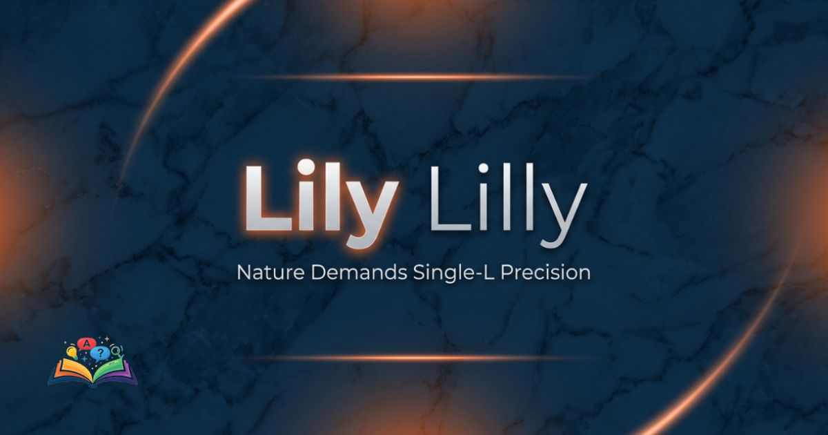 Premium 3D typography of the words Lily and Lilly over a deep navy texture with vibrant orange lighting accents.