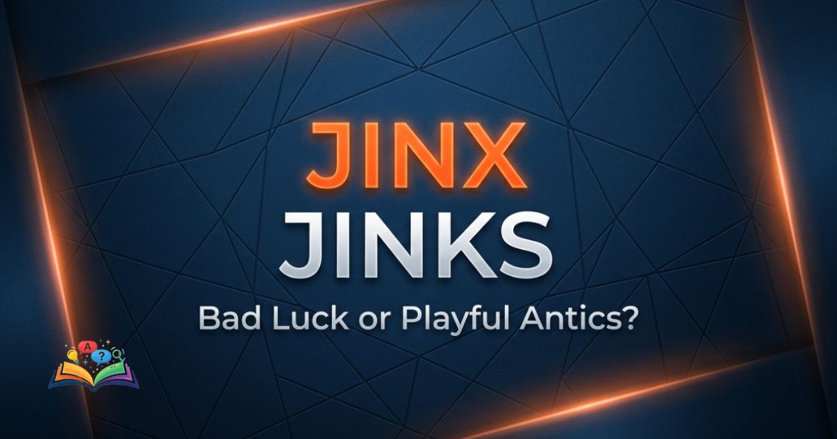 Graphic showing jinx or jinks spelled out with distinct visual emphasis against a deep navy background