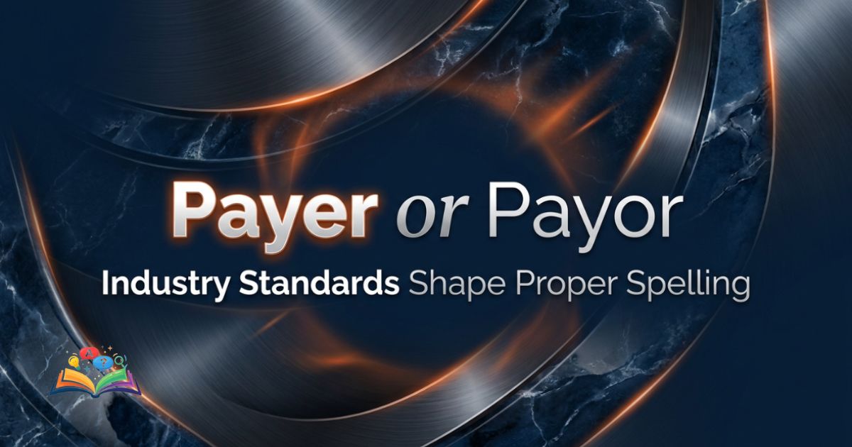 Graphic presenting payor or payer against a deep navy background with vibrant orange accents
