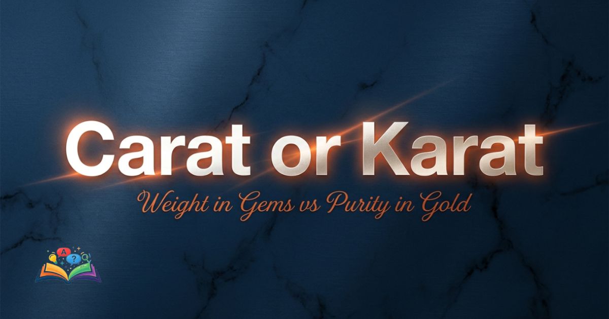 Featured graphic displaying Carat or Karat on a premium deep navy background with glowing orange accents.