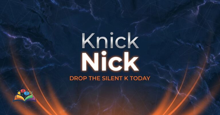 Premium graphic displaying Knick or Nick with typography highlighting the correct spelling Nick.