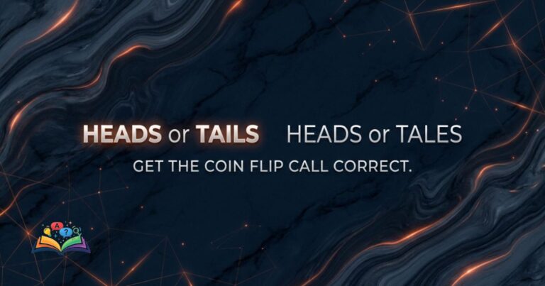 A modern, premium graphic comparing the spelling of "heads or tails" using deep navy and orange textures.