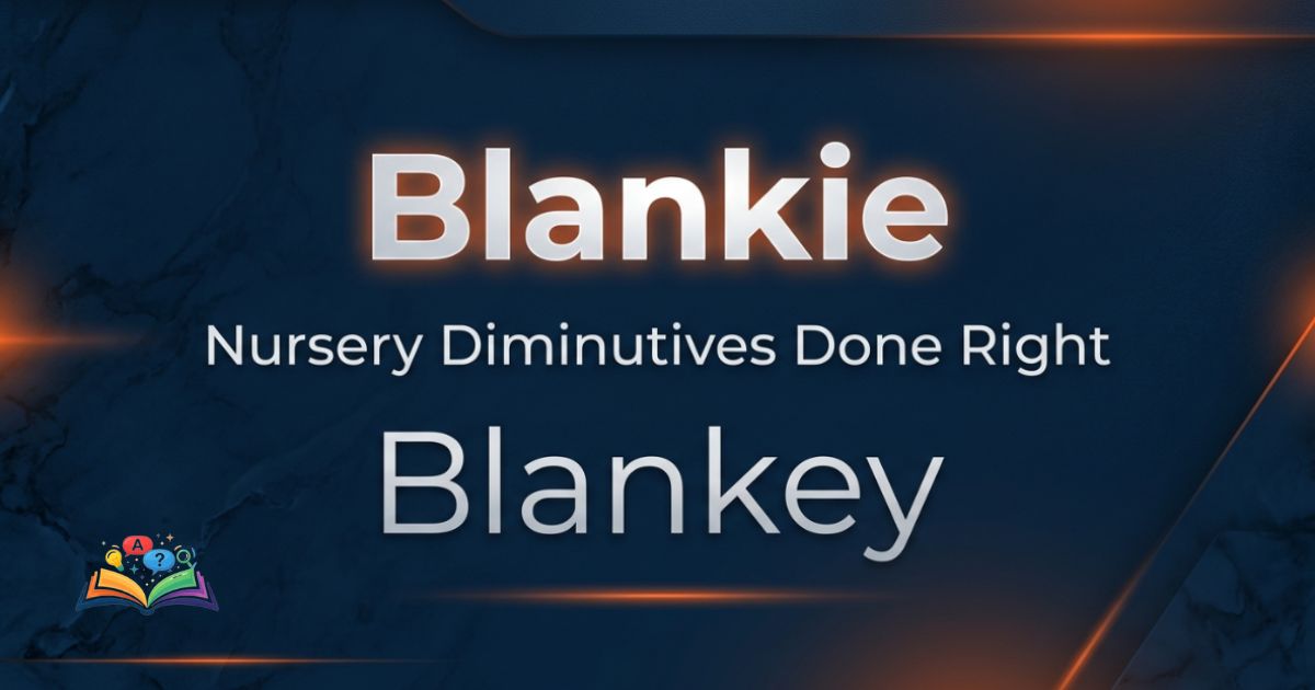 The words blankie and blankey displayed on a premium navy background highlighting the correct spelling